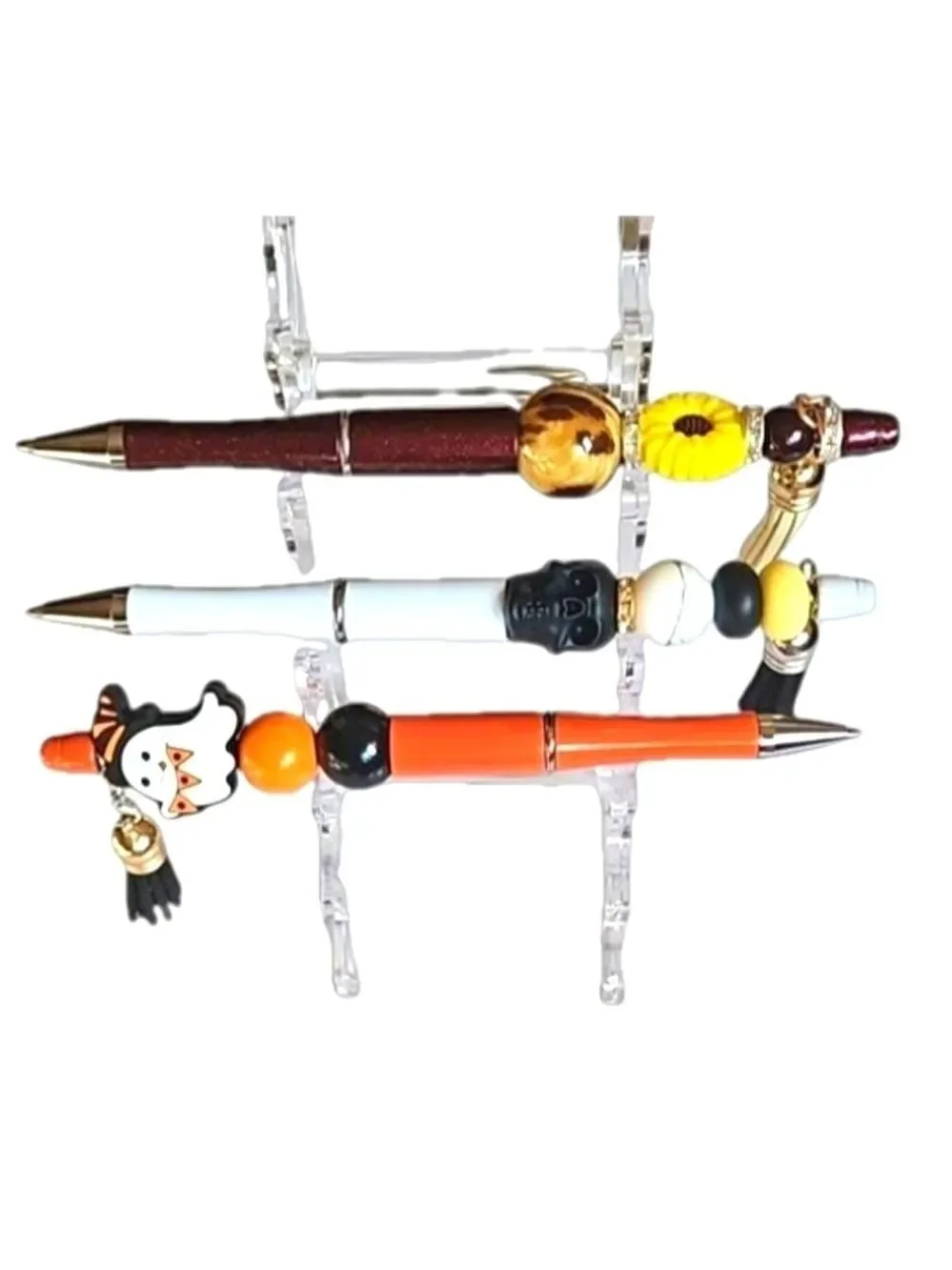 Handmade Beaded Pens Set of 3 Fall Halloween Floral